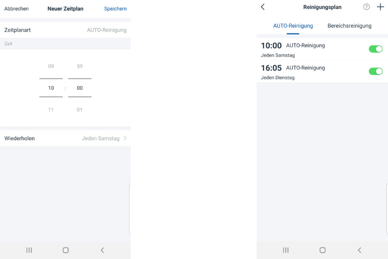 Reinigungsplan wird in der Ecovacs Home App erstellt